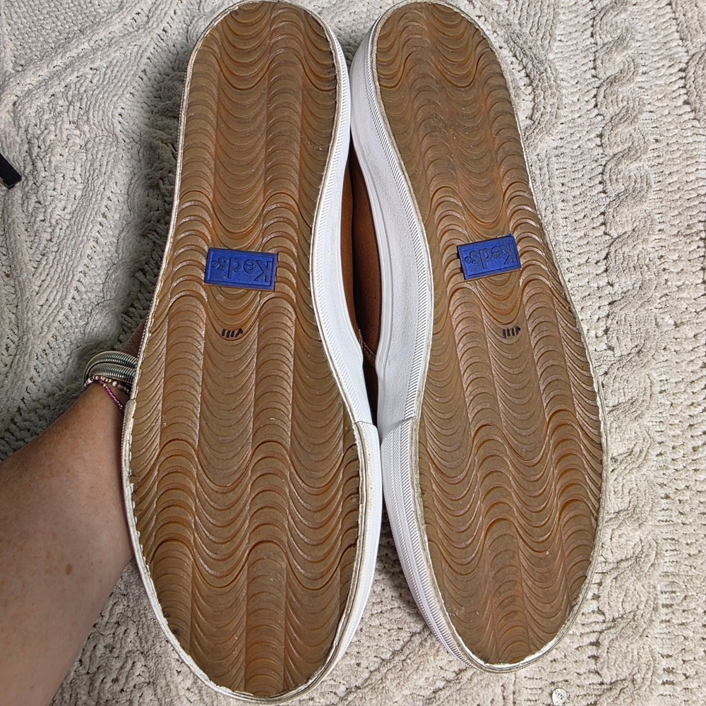 Keds Double Decker Slip On Brown Leather Sneakers Women 10 Excellent WH63968 - Picture 5 of 7
